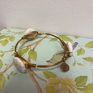 BUY 1 GET 1 - BB Dakota White Stone Gold Tone Bangle Bracelet